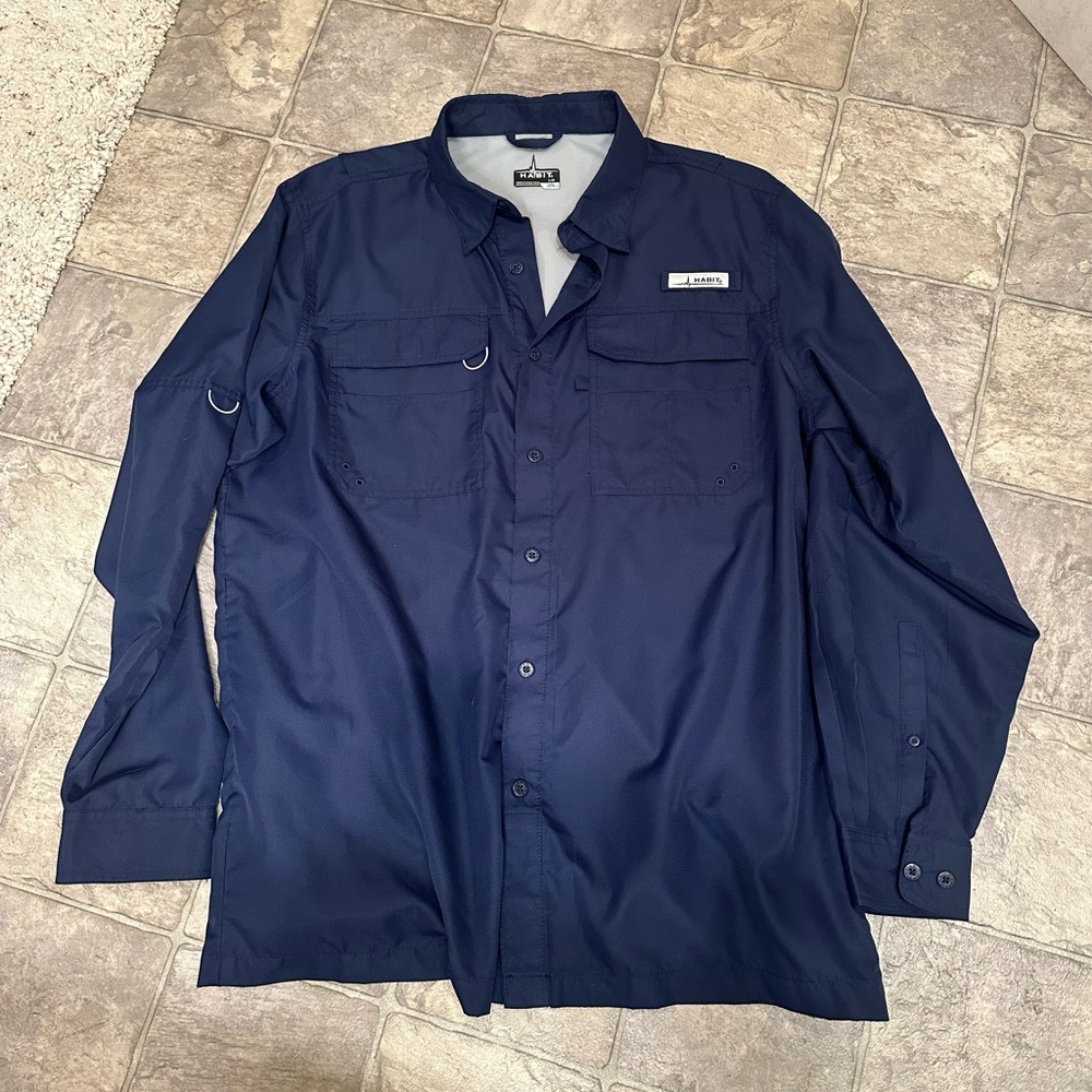 Habit Men's Fourche Mountain River Shirt Long Sleeve Size L